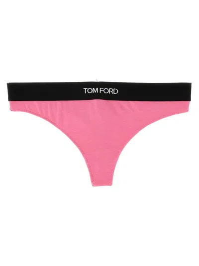 Tom Ford Logo Waistband Thong In Fuchsia