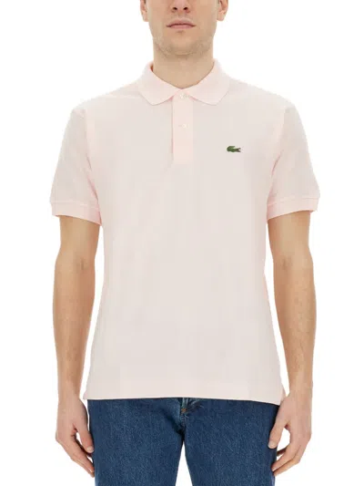 Lacoste Polo With Logo In Pink