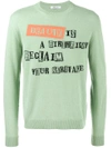 VALENTINO VALENTINO JAMIE REID SLOGAN INTARSIA JUMPER - GREEN,NV0KC23N4N912185497
