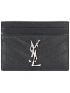 Saint Laurent Monogram Grained-leather Cardholder In Black