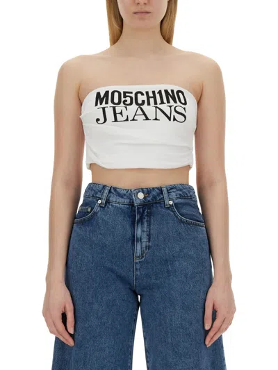 M05ch1n0 Jeans Tops With Logo In White