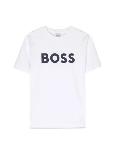 Hugo Boss Kids' Boss Boys White Cotton T-shirt