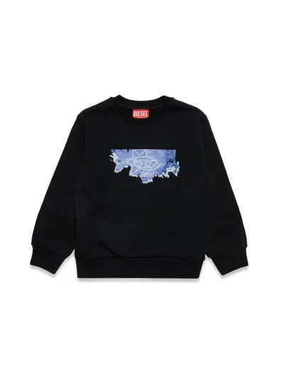Diesel Kids' Sango Cotton Sweatshirt In Black