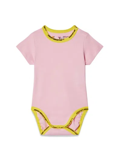 Off-white Babies' Industrial Logo边饰连体衣 In Pink