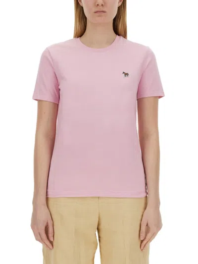 Ps By Paul Smith T-shirt With Logo Patch In Pink
