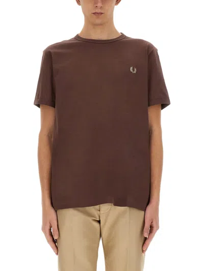 Fred Perry T-shirt With Logo In Brown