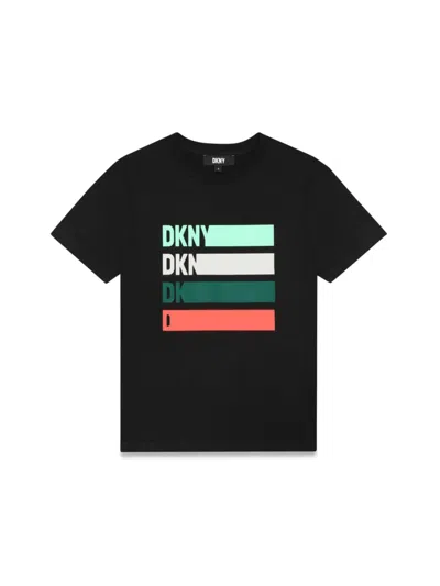 Dkny Kids' Logo印花棉t恤 In Black