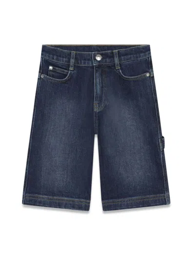 Marc Jacobs Kids' Logo-embroidered Denim Shorts In Blue