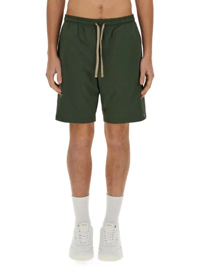 Hugo Boss Cotton Bermuda Shorts In Green