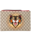 GUCCI GUCCI ANGRY CAT GG SUPREME POUCH - NEUTRALS,4764119CO3G12193628