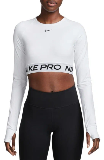 Nike Women's  Pro Dri-fit Cropped Long-sleeve Top In White