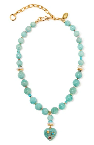 Lizzie Fortunato Rincon Heart Necklace In Turquoise