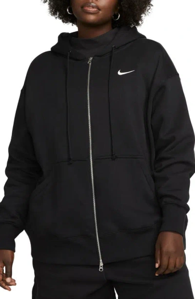 Nike Women's  Sportswear Phoenix Fleece Oversized Full-zip Hoodie (plus Size) In Black/sail 