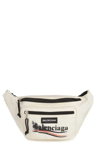 Balenciaga Explorer Logo-print Belt Bag In Ecru