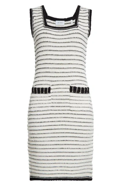 St John Eyelash Knit Dress In Black Ecru