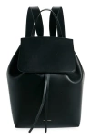 Mansur Gavriel Classic Leather Backpack In Black/ Flamma