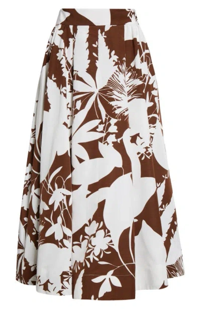 Michael Kors Shadow Floral Midi Skirt In Nutmeg/o W