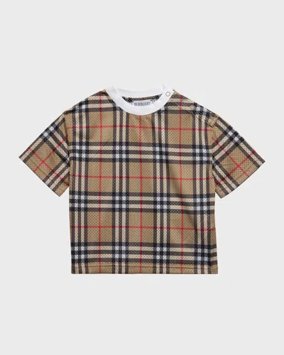 Burberry Kids'  Childrens Check Mesh T-shirt In Archive Beige Che