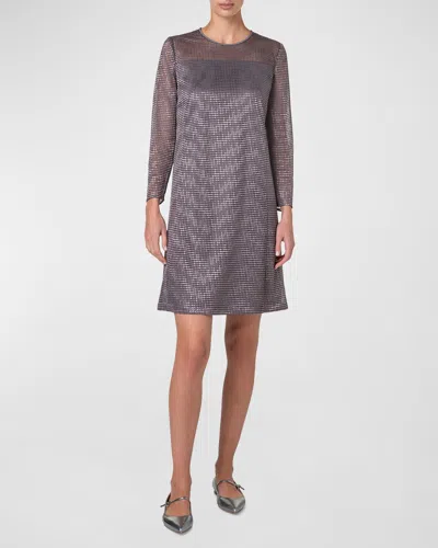 Akris Dot Embroidered Long-sleeve Mini Dress In Green