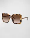 Tory Burch Gradient Plastic Square Sunglasses In Tortoise