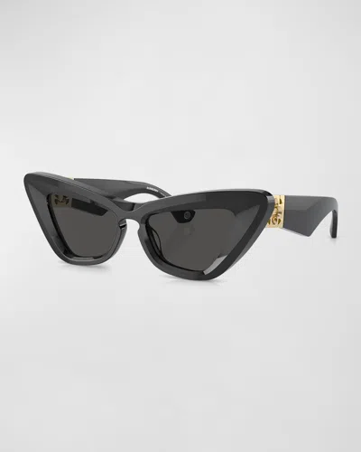 Burberry Beveled Acetate & Plastic Cat-eye Sunglasses In Dark Grey