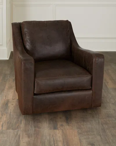 Bernhardt Ventura Leather Swivel Chair In Brown