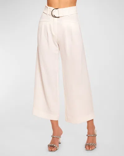 Ramy Brook Marguerite Belted Cropped Trousers In Ivory