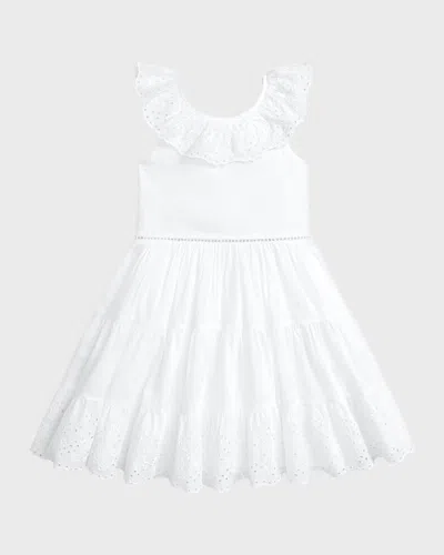 Ralph Lauren Kids' Girl's Eyelet Trim Day Dress In White