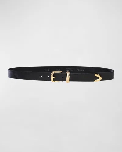 Aureum Collective No. 7 Western Leather & Metal Belt In Black