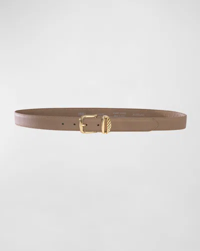 Aureum Collective No. 3 French Rope Buckled Leather Belt In Taupe Gold