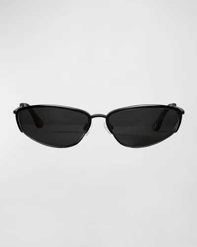 Aureum Collective Venice Half-rimmed Metal Butterfly Sunglasses In Black