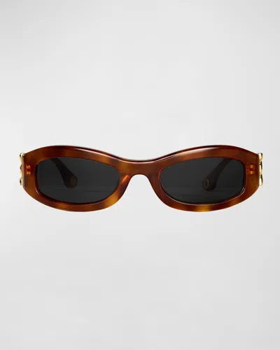 Aureum Collective Como Twisted Acetate Oval Sunglasses In Tortoise Gold
