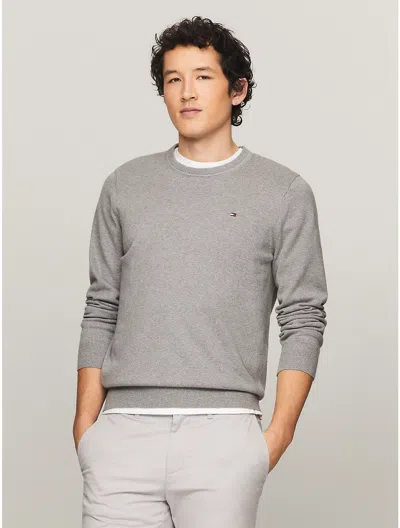 Tommy Hilfiger Solid Crewneck Sweater In Grey Heather