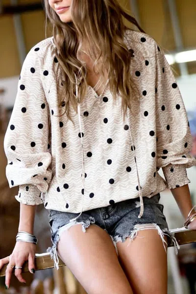 Mazik Dots Popping Up Everywhere Blouse In Beige