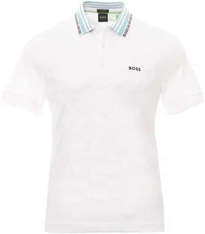 Hugo Boss Men's Paule Pique Cotton Slim Fit Short Sleeve Polo In White