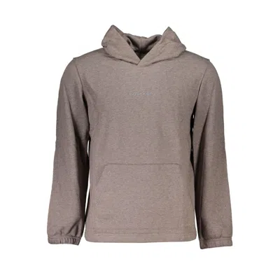 Calvin Klein Sleek Long Sleeved Hooded Sweatshirt In Brown
