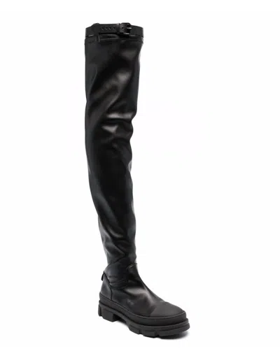 Philosophy Di Lorenzo Serafini Belted Thigh-length Leather Boots In Black