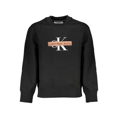 Calvin Klein Sleek Fleece Crew Neck Sweatshirt In Black