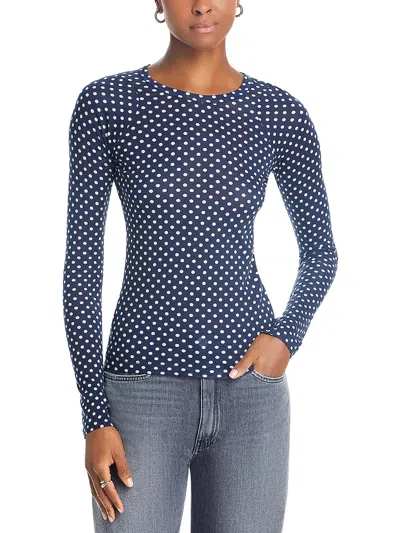 Rag & Bone Womens Polka Dot Sheer Pullover Top In Blue