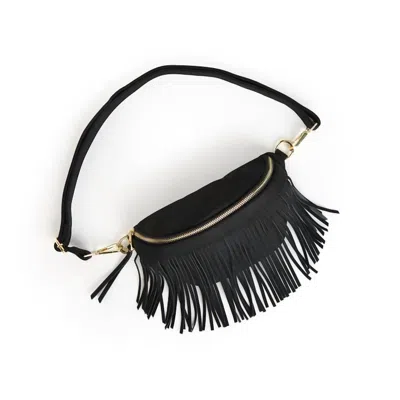 Thomas & Lee Company Women's Removeable Fringe Belt Bag In Black