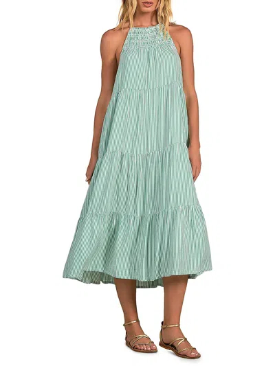 Elan Womens Striped Long Maxi Dress In Multi