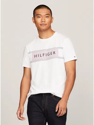 Tommy Hilfiger Men's Hilfiger Stripe Flag Logo T-shirt In White