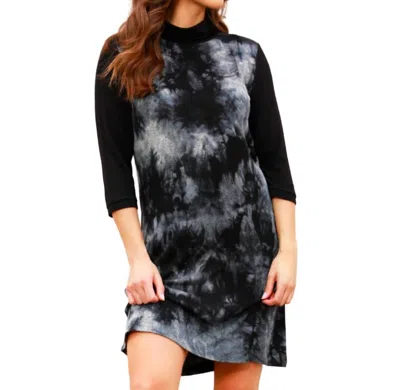 French Kyss Marble Wash Turtleneck Dress In Carbon In Grey