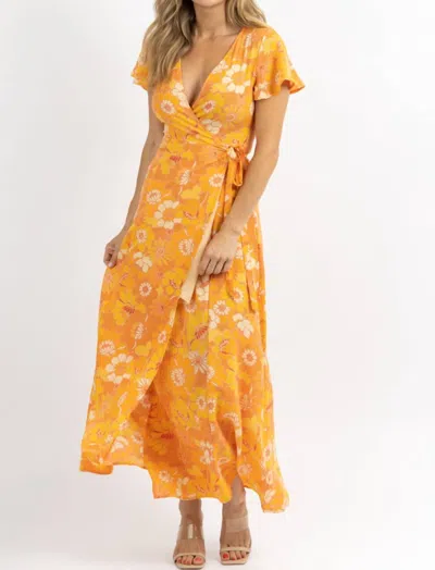Sugarlips Honey Rust Wrap Maxi Dress In Yellow In Orange