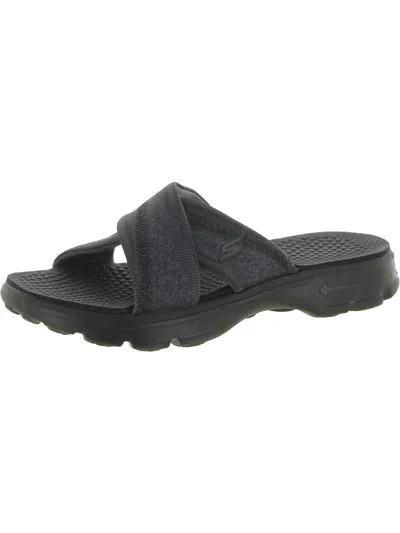 Skechers Mellow Womens Leather Arch Support Flat Sandals In Black