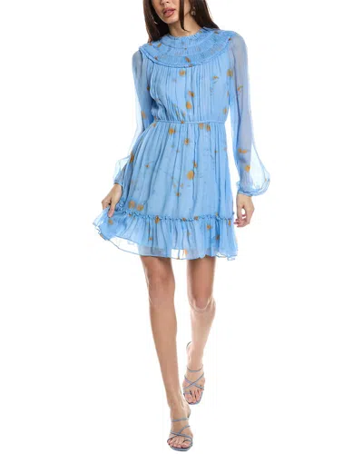 Jason Wu Ruched Silk Mini Dress In Blue