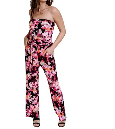 Veronica M Tube Jumpsuit In Pink Floral In Multi