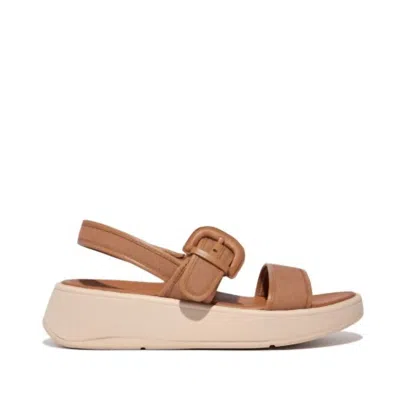 Fitflop Women's Platform Buckled Leather Backstrap Sandal In Latte Tan In Multi