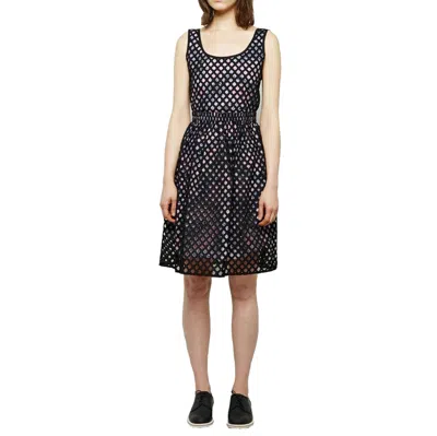 Carven Eyelet Cotton Dress In Black