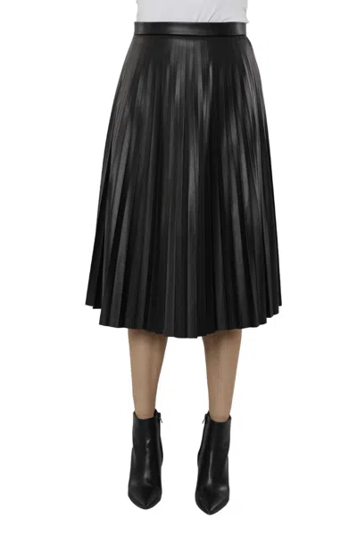 Dolce Cabo Vegan Leather Pleated Midi Skirt In Black